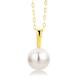 Orovi Women Necklace/Pendant with Chain 9 ct/375 Yellow Gold With White Freshwater Pearl - Chain 45 cm