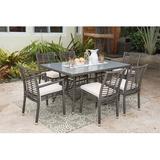 Panama Jack Outdoor Corra Rectangular 6 - Person Outdoor Dining Set Glass in Gray | Wayfair PJO-1601-GRY-7PC-CUSH/SU-744