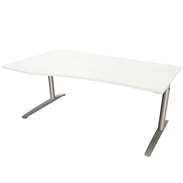 fm Büromöbel PC-Schreibtisch links »Fastline« 180 cm C-Fuß weiß, 180x85x80 cm Image