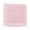 The Wool Company Wool Cellular Blanket - 100% Pure New Wool Bed Blankets with Satin Trim - Single 180 x 230 cm Powder Pink - Made in England