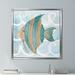 Highland Dunes 'Sea Creatures on Waves IV' Watercolor Painting Print Canvas in Blue | 31.5 H x 31.5 W x 2 D in | Wayfair