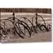 Millwood Pines 'Antique Wagon Wheels I' by C. Thomas McNemar - Wrapped Canvas Photograph Print Metal in Brown | 21 H x 32 W x 1.5 D in | Wayfair