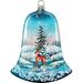 The Holiday Aisle® Winter Bunny Glass Bell Ornament Holiday Splendor Collection Glass in Blue/White | 3.5 H x 3 W x 3 D in | Wayfair