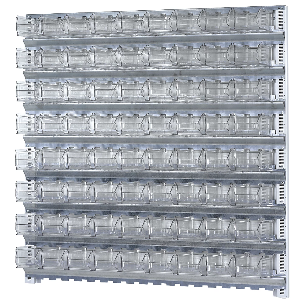 Rayonnage mural modulaire avec bacs à bec mauser