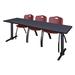 Symple Stuff Cain T-Base Training Seminar Table & 3 M Stack Chairs Metal in Gray | 29 H x 84 W x 24 D in | Wayfair C5747F3F7D0B42D2A613A28AD5431EA5