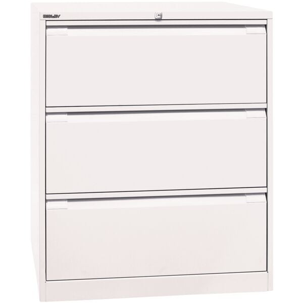 Bisley Hängeregistraturschrank A4, zweibahnig, 3 Schübe weiß, 80x101.6x62.2 cm