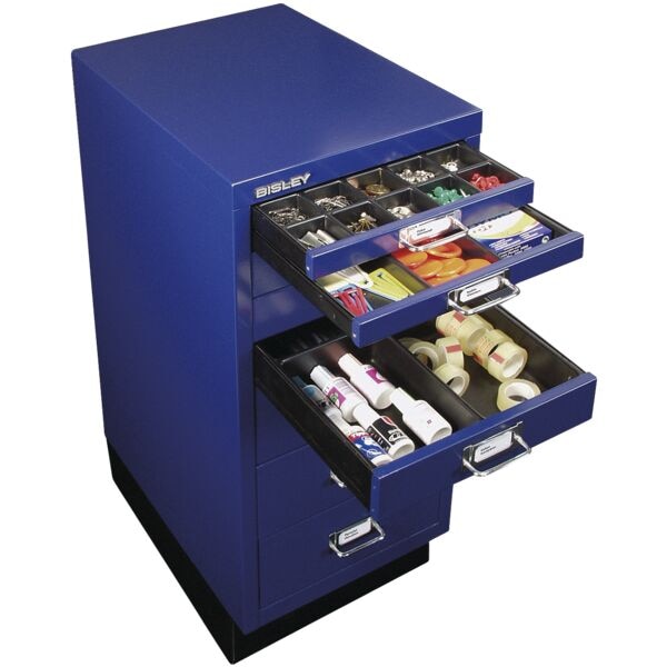 Bisley Schubladenschrank »MultiDrawer« A4, einbahnig, 8 Schübe, mit Sockel blau, 27.9x67x38 cm