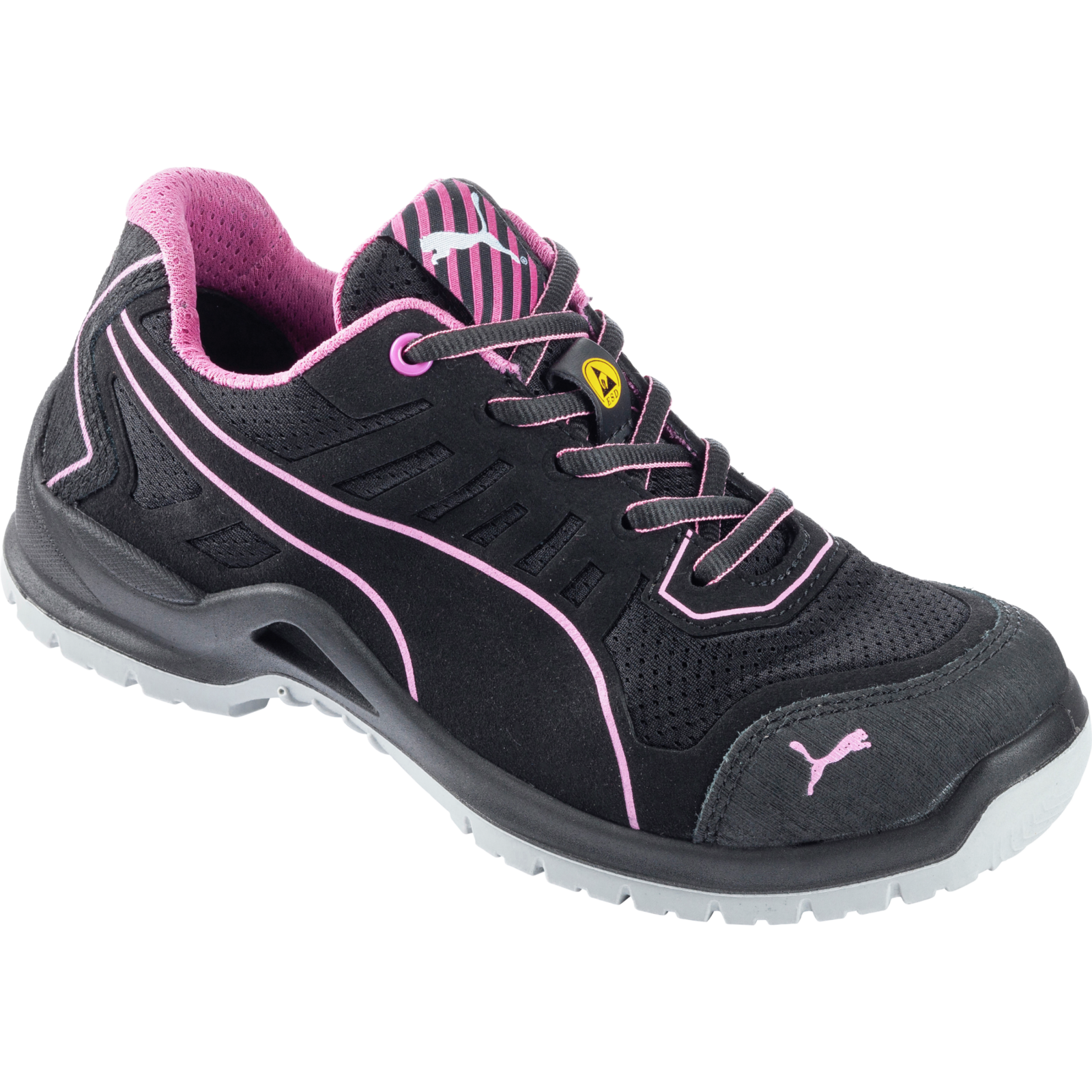 Chaussures de sécurité femme S1P ESD Puma Fuse TC basses noir/rose