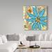 Winston Porter 'Busy As A Bee' Acrylic Painting Print on Wrapped Canvas in Blue/Brown/White | 14 H x 14 W x 2 D in | Wayfair