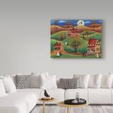 Winston Porter 'Halloween Autumn Pumpkin Farm' Acrylic Painting Print on Wrapped Canvas in White/Black | 35 H x 47 W x 2 D in | Wayfair