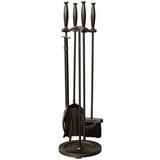 5 Pc Bronze Fireset With Cylinder Handles