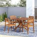 Union Rustic Renaud Round 4 - Person 47.25" Long Outdoor Dining Set Wood in Brown/White | Wayfair 93C6C0F5403642A69576C07B381196EF