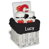 White Calgary Flames Personalized Small Gift Basket