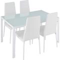 Tectake - Ensemble table + 4 chaises - salon de jardin, set de balcon, meuble de jardin - blanc