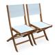 Lot de 2 chaises de jardin en bois Almeria. 2 chaises pliantes Eucalyptus fsc huilé et textilène