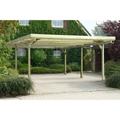 Eden - Carport double en bois traite, 6 poteaux de 9x9x210 cm, 500x500 cm ht. 233 cm, hauteur de