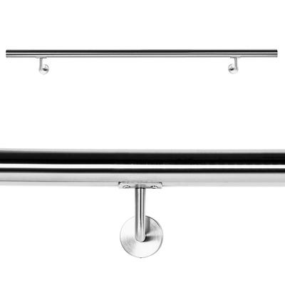 Wiltec - Handlaufset Wandhalter Handlauf 130cm Halter Treppe Haltegriff Edelstahl V2A Image