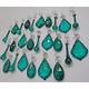 24 Art Deco Peacock Green Chandelier Drops Chandelier Drops Parts Cut Glass Crystals Droplets Beads Christmas Tree Ornaments Vintage Wedding Decorations Prisms