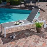 Orren Ellis Jorge Adjustable Sling Reclining Chaise Lounge Metal in Gray/White | 20 H x 26.5 W x 76 D in | Outdoor Furniture | Wayfair