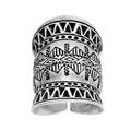 81stgeneration Women's 999 Fine Silver Karen Hill Tribe Armour Tribal Etched Print Adjustable Ring