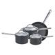 Anolon Professional Pots and Pans Set - 4 Piece Non Stick Pan Set with Glass Lids, Durable Stainless Steel Handles, Metal Utensil Safe Saucepans & Frying Pan Set, Black