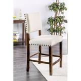 Bledsoe 25.25" Counter Stool Wood/Upholstered in Brown/White Laurel Foundry Modern Farmhouse® | 43 H x 20 W x 23.5 D in | Wayfair
