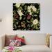East Urban Home 'Garden Floral on Black II' Graphic Art Print on Canvas Canvas, Cotton in Black/Brown/Green | 12 H x 12 W x 0.75 D in | Wayfair