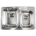 eModern Decor Topmount 33" x 22" Double Basin Drop-In Kitchen Sink Stainless Steel in Gray | 9 H x 22 D in | Wayfair ALTO-6040-1-PK