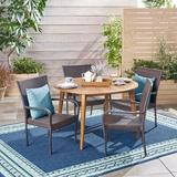 Red Barrel Studio® Lecuyer 5 Piece Teak Outdoor Dining Set Wood/Wicker/Rattan in Brown | 30 H x 47.25 W x 47.25 D in | Wayfair