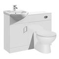 VeeBath Linx White Bathroom Furniture Combination Set with Vanity Basin Cabinet WC Toilet Unit Pan Cistern Pack (950mm)