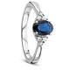 Orovi Woman Solitaire Engagement Ring 9 ct / 375 White Gold With Diamonds Brilliant Cut 0.11 ct and Blue Sapphire Oval Cut 1 ct