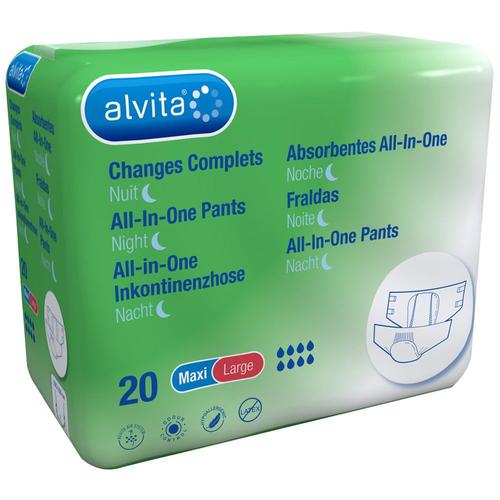 Alvita All-in-One Inkontinenzhose maxi large Nacht 20 St Einweghosen