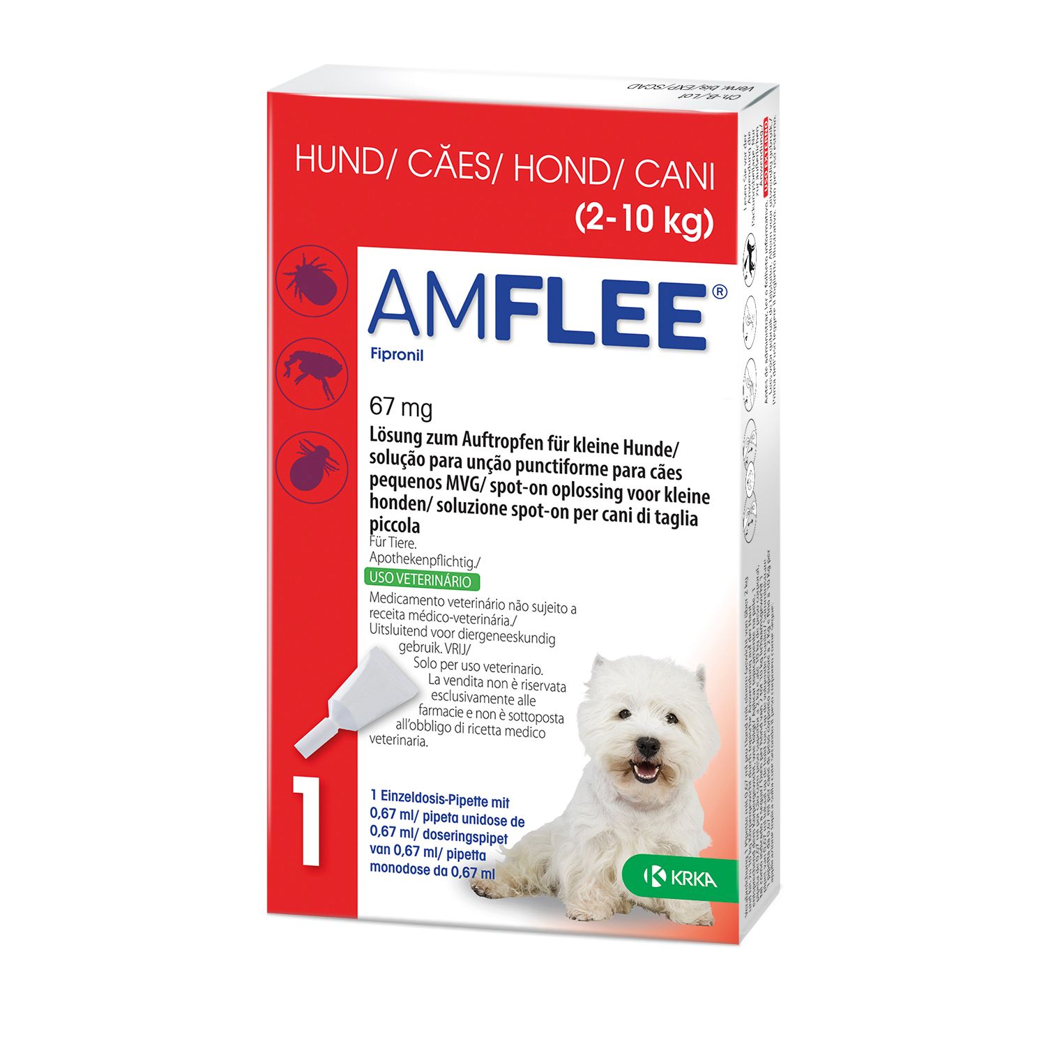 Amflee 67 mg Spot-on Lsg.f.kleine Hunde 2-10kg 3 St Lösung Image