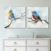 East Urban Home Nature Modern 2 Piece Wall Art - Little Blue Birds by PI Creative Art Canvas in Black/Blue | 1.5 D in | Wayfair