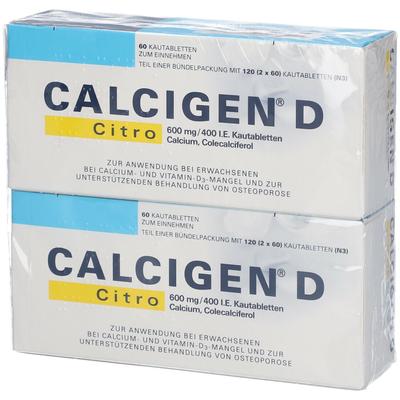 Calcigen D Citro 600 mg/400 I.e. Kautabletten 120 St Image