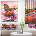 East Urban Home 'Red Butterfly in Coneflower Watercolor Artwork' Oil Painting Print Multi-Piece Image on Wrapped Canvas in Pink/Red | Wayfair