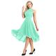 Freebily Women's Halter High-Low Chiffon Short Bridesmaid Dress Sleeveless Cocktail Evening Party Dress Mint Green 8