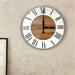 Gracie Oaks Oversized Trudell Farmhouse Wall Clock Solid Wood in Brown/White | 30 H x 30 W x 2 D in | Wayfair CD6A27B7C9EE438281B4CD073AB35633