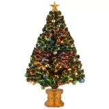 National Tree Company 4-ft. Multicolor Fiber-Optic Artificial Christmas Tree with Ornaments Floor Decor, Green