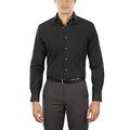 Van Heusen Men's Dress Shirt Fitted Poplin Solid, Black, 15.5" Neck 36"-37" Sleeve