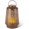 Gerson 44222 - 9.8" 19 Light Metal Battery Operated LED Lantern with Timer (6"L x 9.75"H Metal Brushed Copper Lantern with 19 Light)