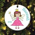 The Holiday Aisle® Personalized Brunette Princess Holiday Shaped Ornament Ceramic/Porcelain in White | 3 H x 3 W x 0.25 D in | Wayfair