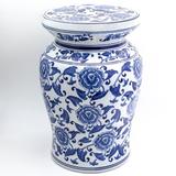 Claybarn Begonia Garden Stool Ceramic in Blue/White | 18 H x 12.5 W x 12.5 D in | Wayfair 32046