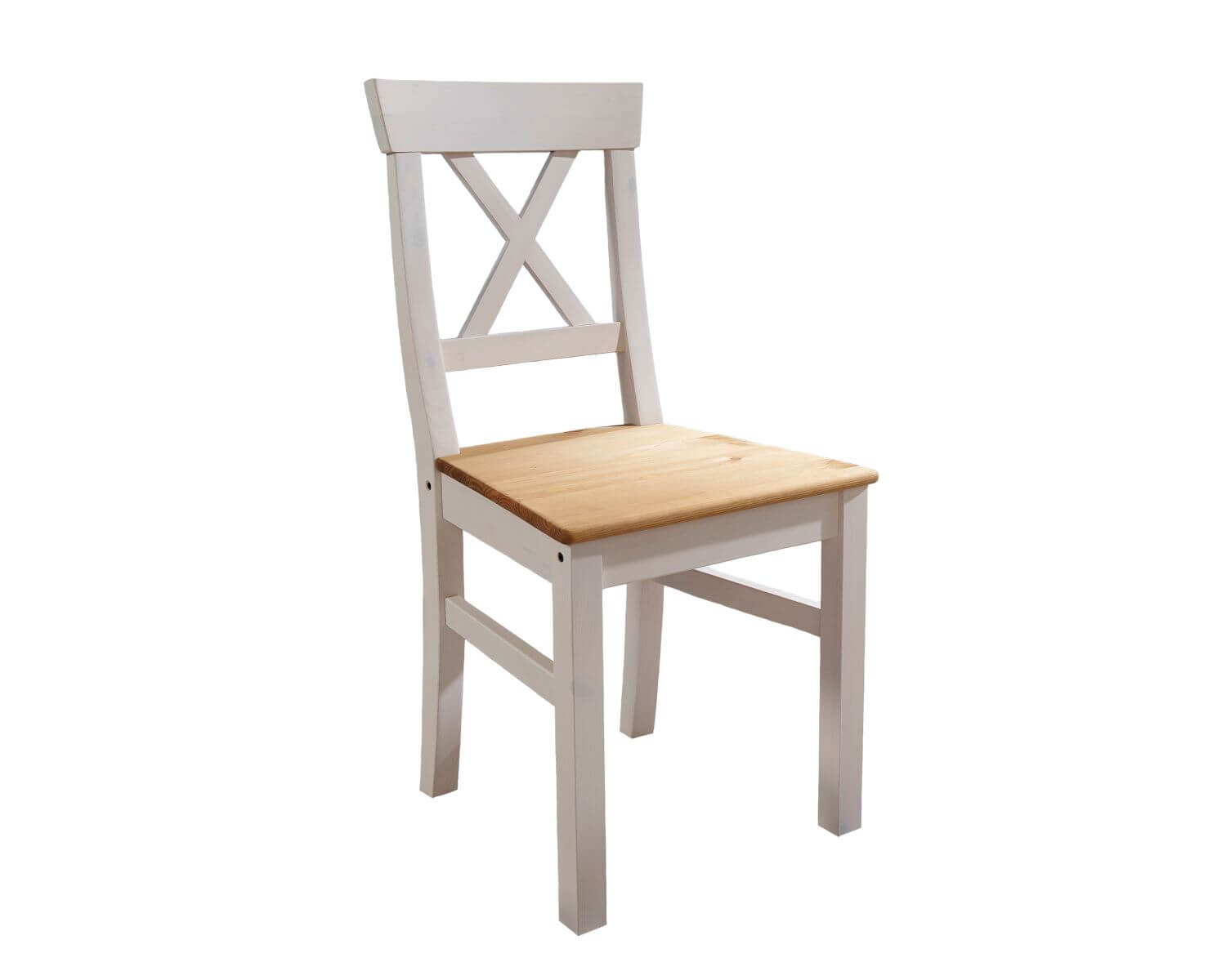 3S Frankenmöbel »Country« Massivholz Holzstuhl weiss WZ-0133 / Weiss gewachst, eichefarbige Sitzfläche Image