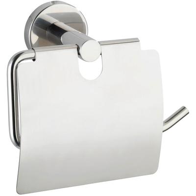 Toilettenpapierhalter Bosio mit Deckel Edelstahl glänzend, rostfrei, Silber glänzend, Edelstahl