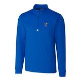 Men's Cutter & Buck Blue Kansas Jayhawks Traverse Vault Logo 1/2-Zip Pullover Jacket