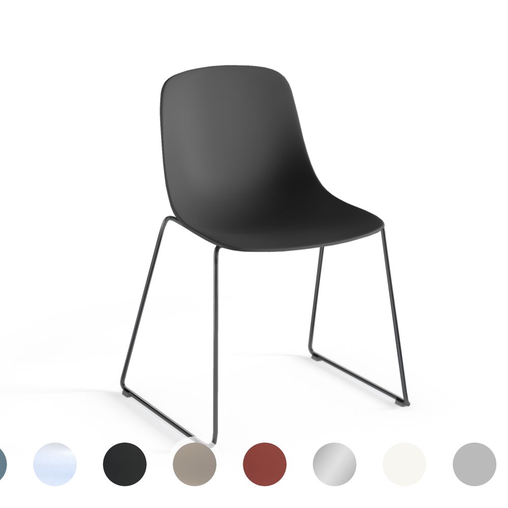 infiniti »PURE LOOP MONO« Sled Designer-Stuhl AC30 Weiss matt / IS503 Taubenblau Image