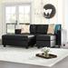 Black Sectional - Lark Manor™ Easterly 83" Wide Faux Right Hand Facing Sofa & Chaise w/ Ottoman Match | 35 H x 83 W x 57 D in | Wayfair