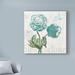 Ophelia & Co. 'Floral Messages on Wood I Blue' Graphic Art Print on Wrapped Canvas in Blue/Gray/Green | 14 H x 14 W x 2 D in | Wayfair