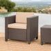 Wrought Studio™ Bonnette 25.5" Wide Outdoor Wicker Patio Sofa w/ Cushions Wicker/Rattan in Gray/Black | 27 H x 25.5 W x 30 D in | Wayfair